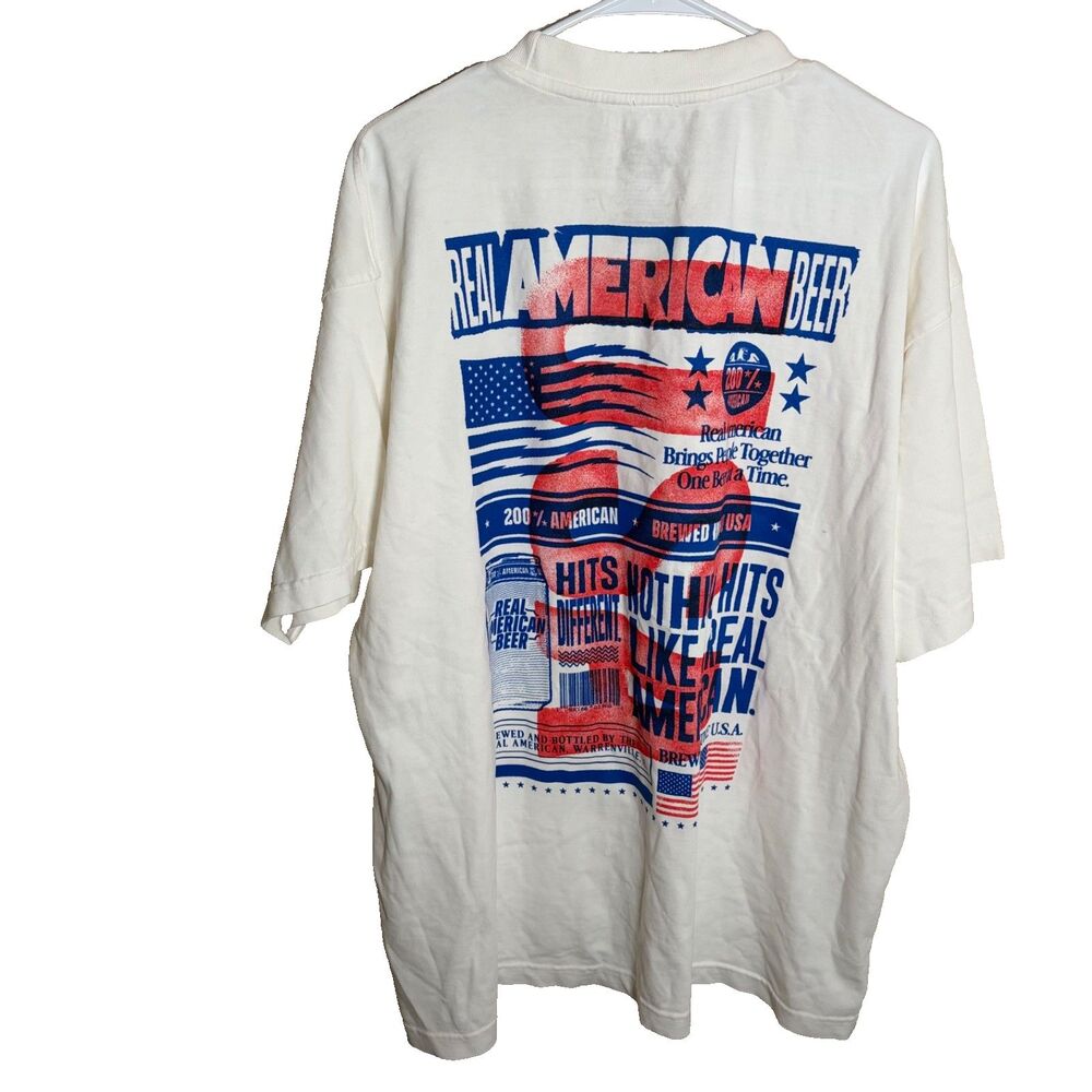 Real American Beer T-Shirt Men's XL White Graphic Tee Short Sleeve NWT